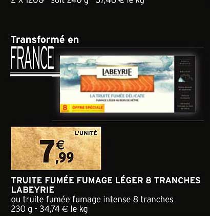 Truite Fumée Fumage Léger 8 Tranches Labeyrie