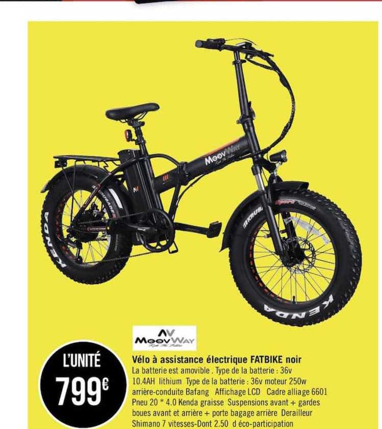 Vélo à Assistance électrique Fatbike Noir Moovway