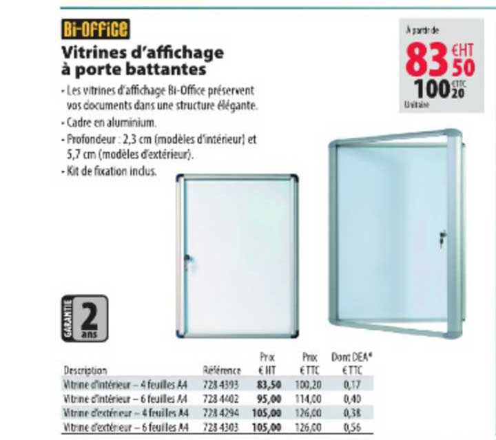 vitrines d'affichage à porte battantes