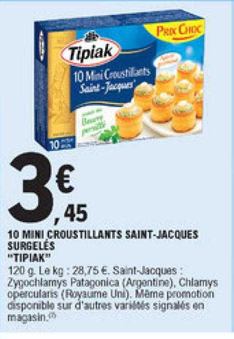 10 mini croustillants saint-jacques surgelés "tipiak"