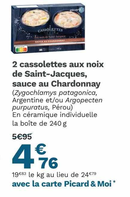 2 cassolettes aux noix de saint-jacques, sauce au chardonnay