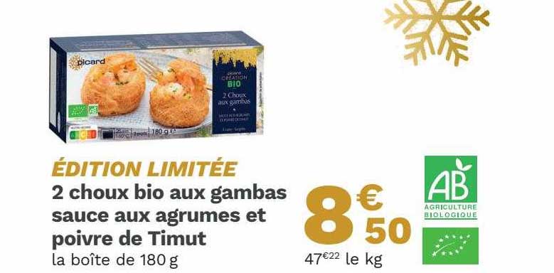2 choux bio aux gambas sauce aux agrumes et poivre de timut