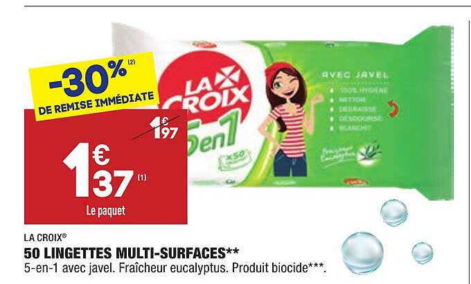 50 lingettes multi-surfaces la croix