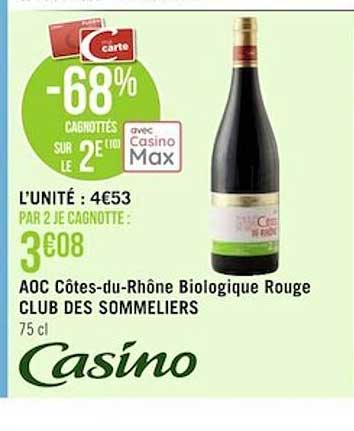 aoc côtes-du-rhône biologique rouge club des sommeliers