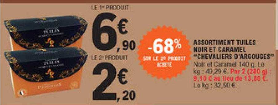 assortiment tuiles noir et caramel "chevaliers d'argouges"