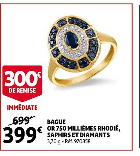 Bague Or 750 Millièmes Rhodié, Saphirs Et Diamants