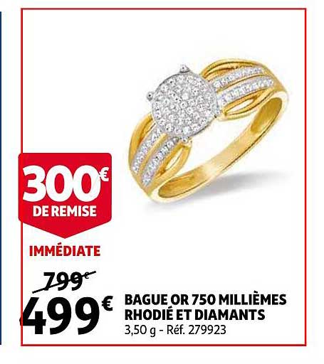 bague or 750 millièmes rhodié et diamants