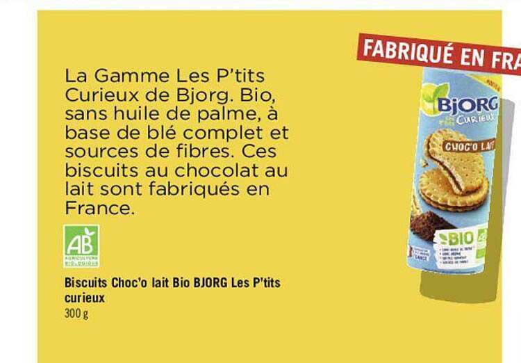 biscuits choc'o lait bio bjorg les p'tits curieux