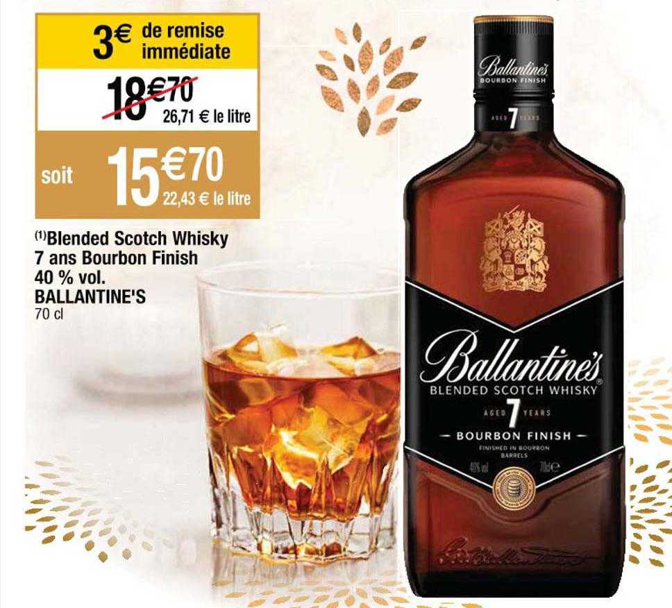 blended scotch whisky 7 ans bourbon finish 40% vol. ballantine's