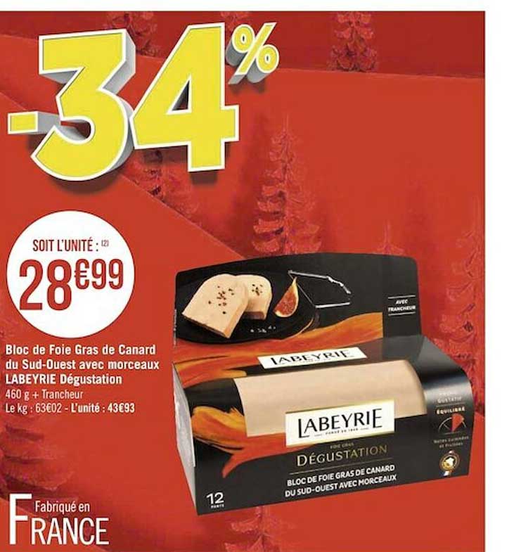 bloc de foie gras de canard du sud-ouest avec morceaux labeyrie dégustation