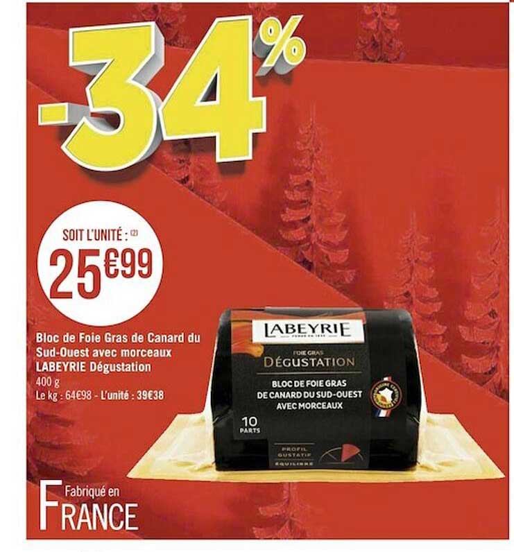 bloc de foie gras de canard du sud-ouest avec morceaux labeyrie dégustation