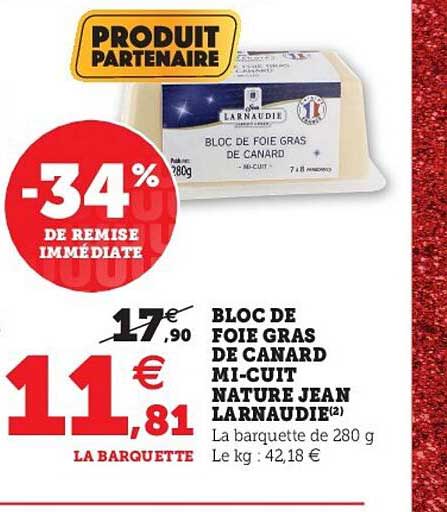 bloc de foie gras de canard mi-cuit nature jean larnaudie