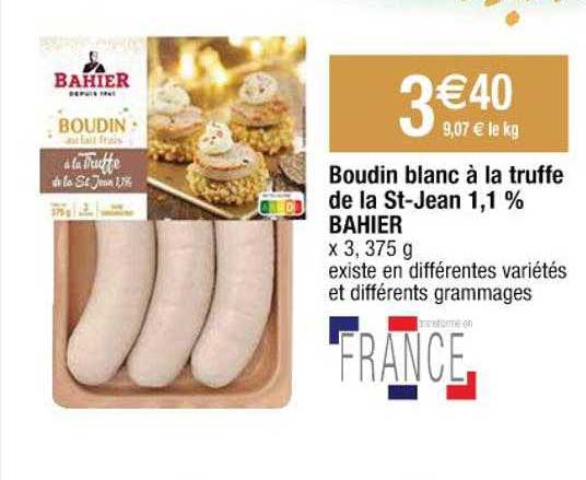 boudin blanc à la truffe de la st-jean 1,1% bahier