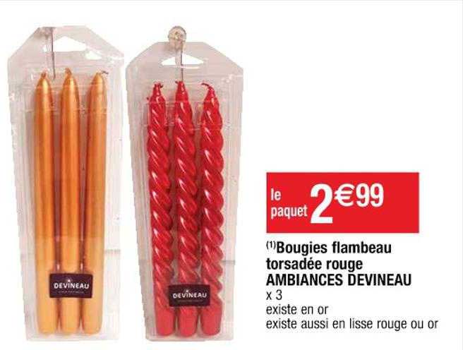 bougies flambeau torsadée rouge ambiances devineau