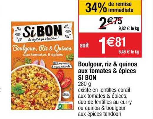 Boulgour, Riz & Quinoa Aux Tomates & épices Si Bon