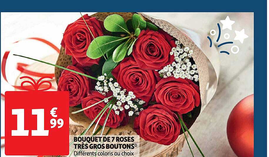 bouquet de 7 roses très gros boutons