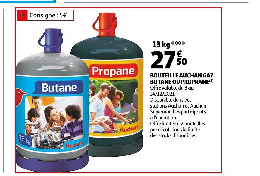 bouteille auchan gaz butane ou propane