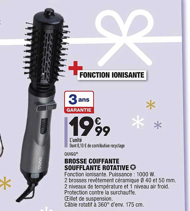 brosse coiffante soufflante rotative quigg