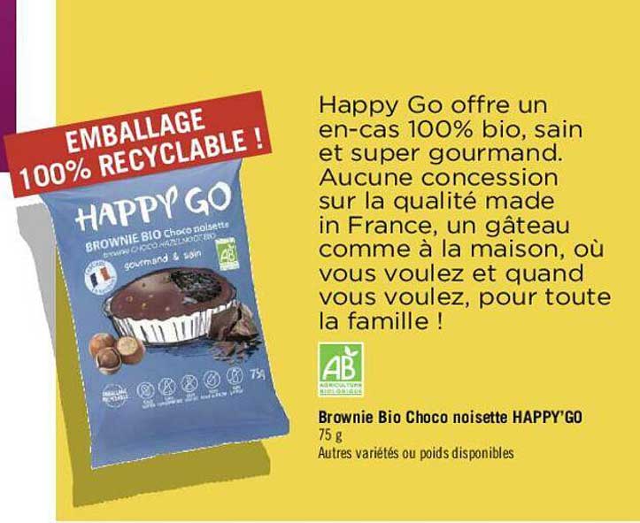 Brownie Bio Choco Noisette Happy'go