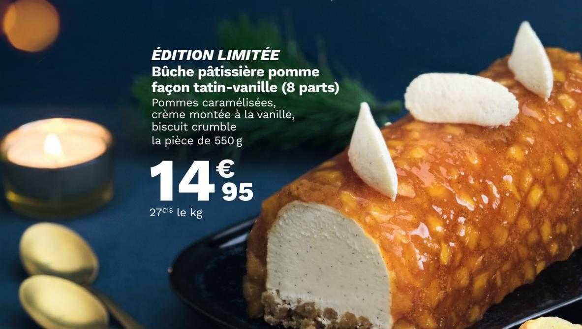 bûche pâtissière pomme façon tatin-vanille (8 parts)