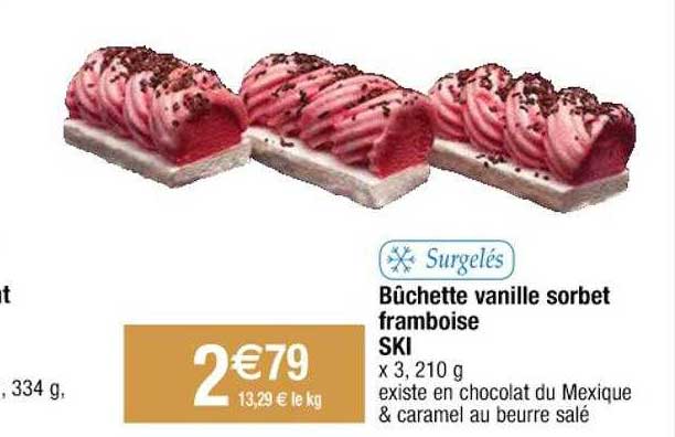 bûchette vanille sorbet framboise ski