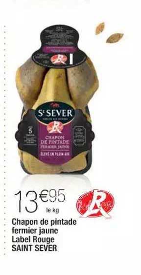 chapon de pintade fermier jaune label rouge saint sever
