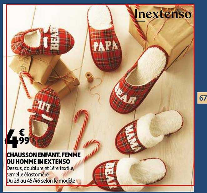 chausson enfant, femme ou homme in extenso