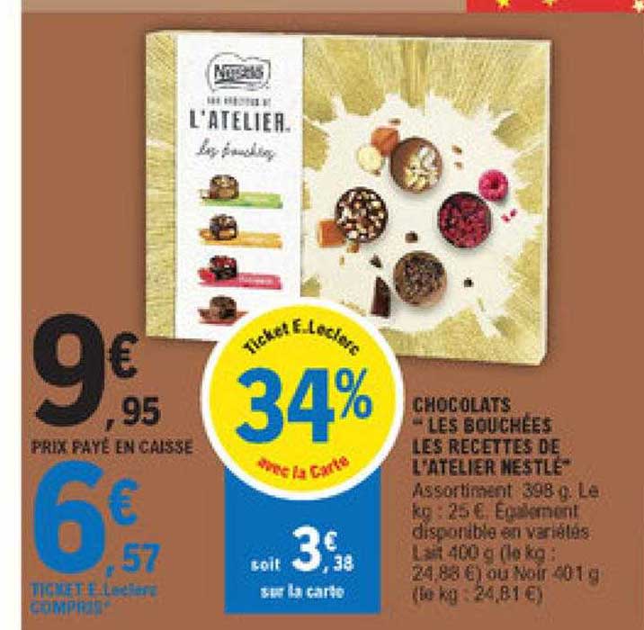 chocolats "les bouchées les recettes de l'atelier nestlé "