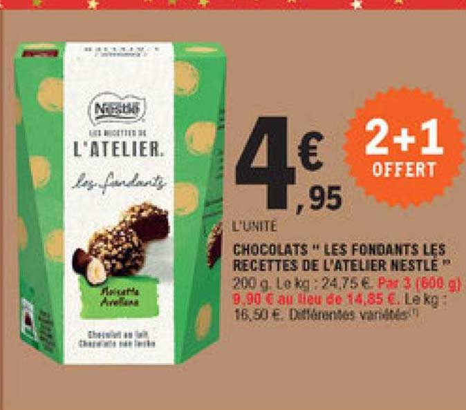 chocolats "les fondants le recettes de l'atelier nestlé"
