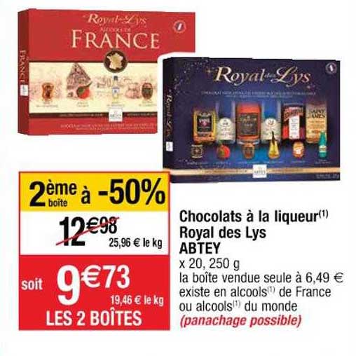 chocolats à liqueur royal des lys abtey