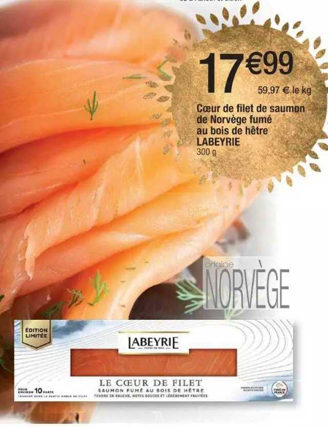 Coeur De Filet De Saumon De Norvège Fumé Au Bois De Hêtre Labeyrie