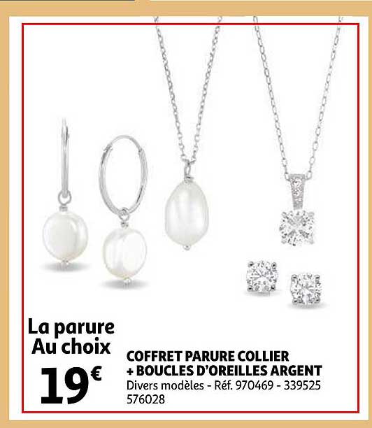 coffret parure collier + boucles d'oreilles argent