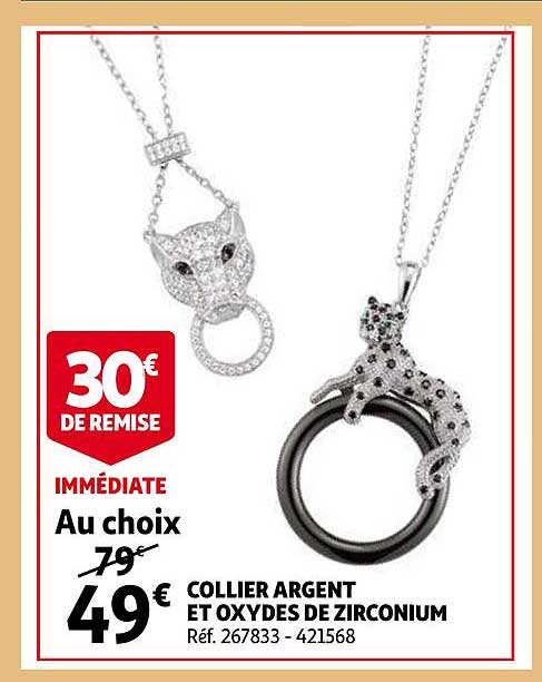 collier argent et oxydes de zirconium