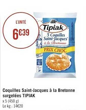 coquilles saint-jacques à la bretonne surgelées tipiak
