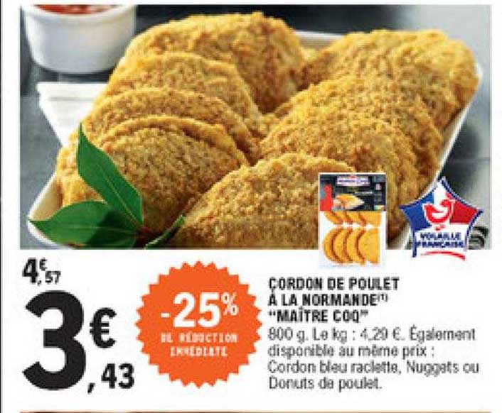 cordon de poulet à la normande "maître coq"