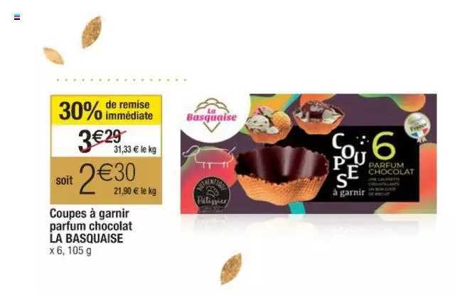 coupes à garnir parfum chocolat la basquaise