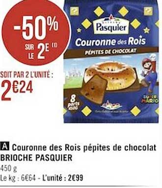 couronne des rois pépites de chocolat brioche pasquier
