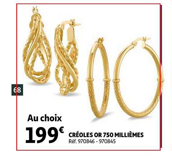 créoles or 750 millièmes
