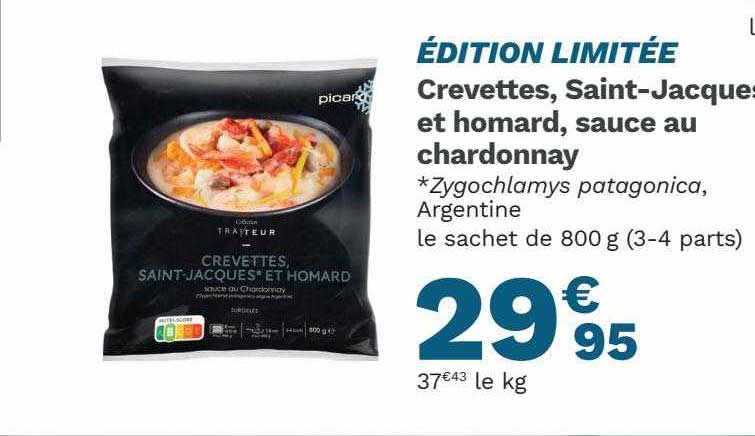 crevettes, saint-jacques et homard, sauce au chardonnay