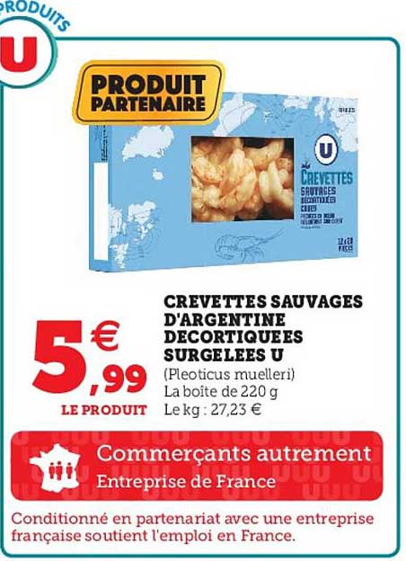 crevettes sauvages d'argentine décortiquées surgelées u