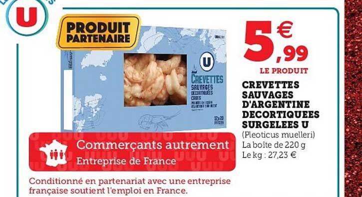 crevettes sauvages d'argentine décortiquées surgelées u
