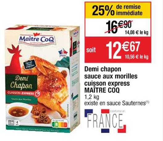 demi chapon sauce aux morilles cuisson express maître coq
