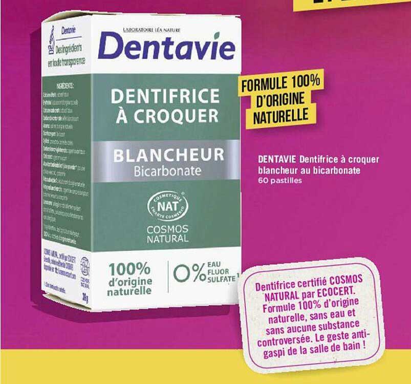 dentavie dentifrice à croquer blancheur au bicarbonate