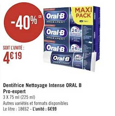 Dentifrice Nettoyage Intense Oral B Pro-expert