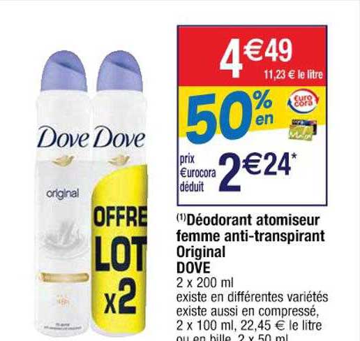 déodorant atomiseur femme anti-transpirant original dove