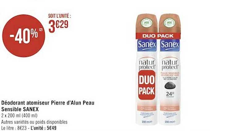 déodorant atomiseur pierre d'alun peau sensible sanex