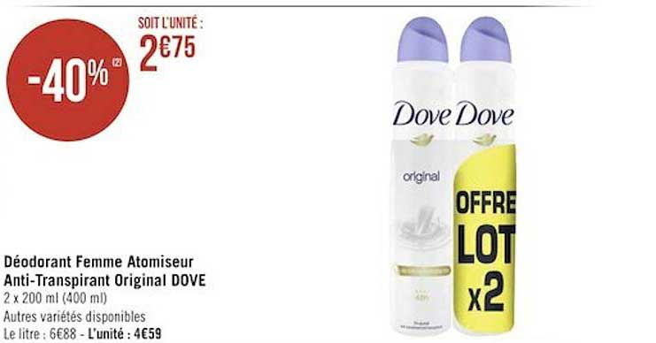 déodorant femme atomiseur anti-transpirant original dove