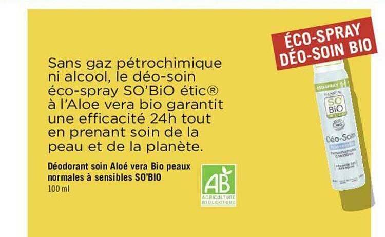 déodorant soin aloé vera bio peaux normales à sensibles so'bio