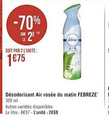 désodorisant air rosée du matin febreze