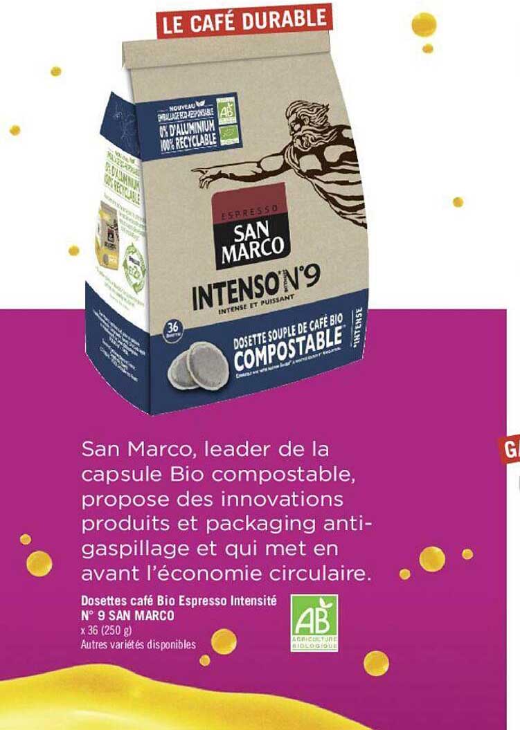 dosettes café bio espresso intensité n°9 san marco